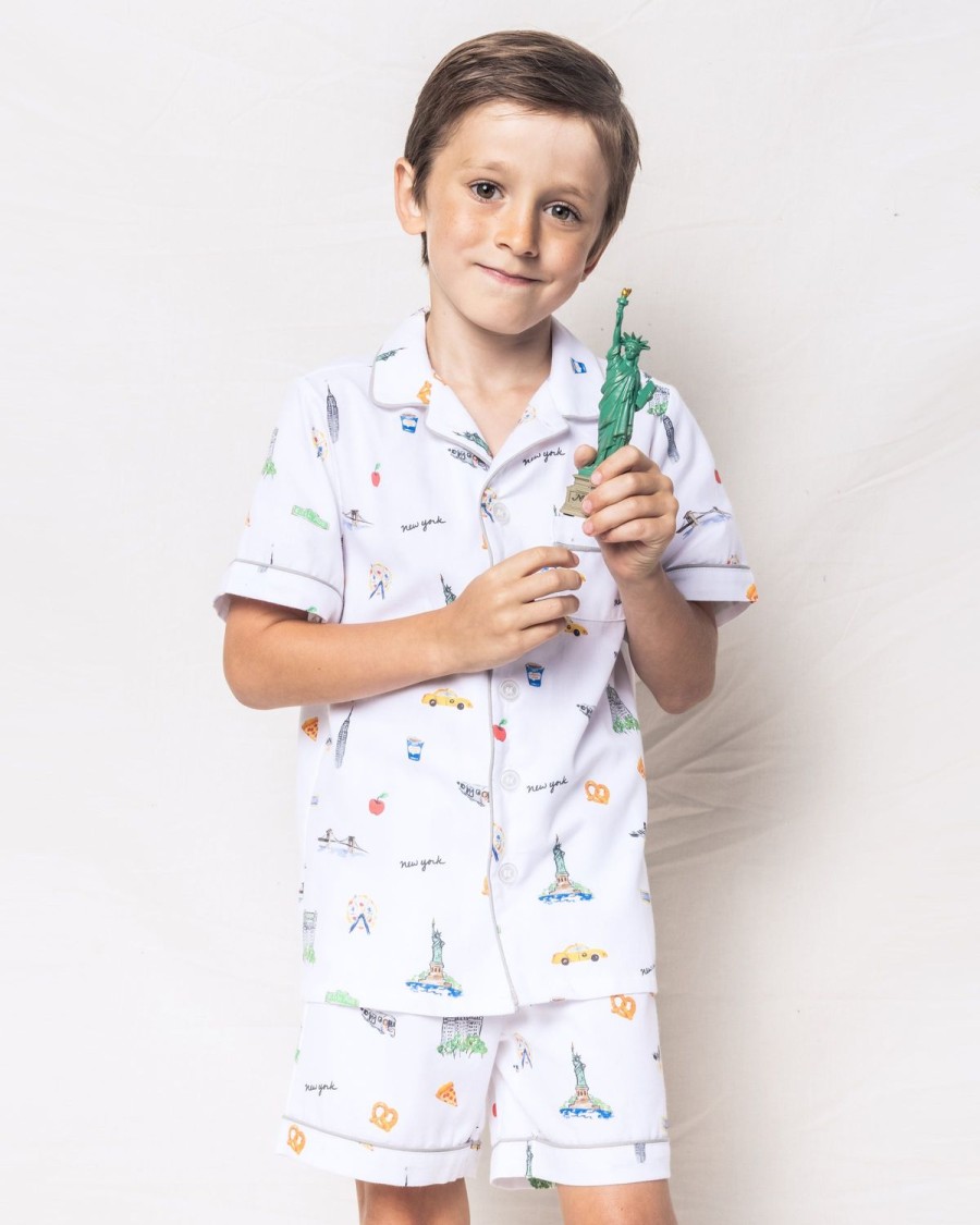 Enfants Petite Plume Pyjamas | Ensemble Pyjama Court En Serge Pour Enfants A New York ! New York!