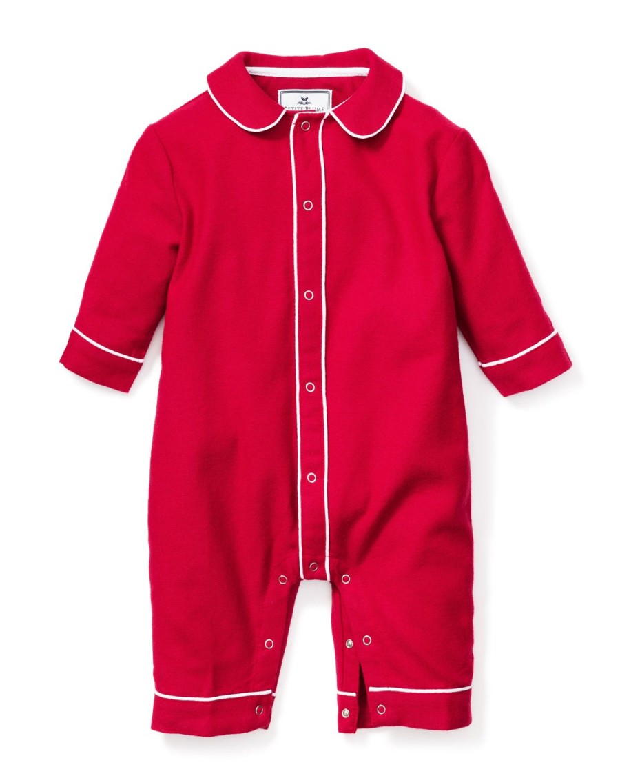 Enfants Petite Plume Barboteuse | Barboteuse Cambridge En Flanelle Pour Bebe En Rouge