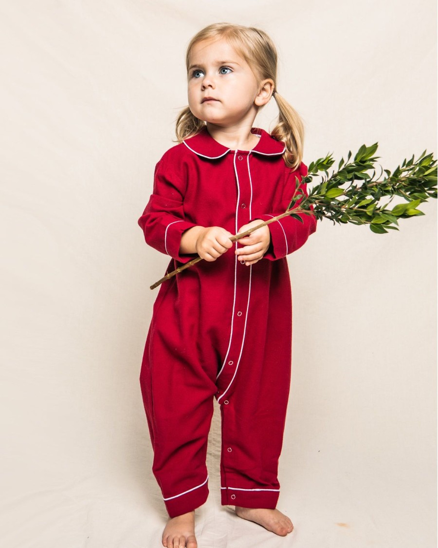 Enfants Petite Plume Barboteuse | Barboteuse Cambridge En Flanelle Pour Bebe En Rouge