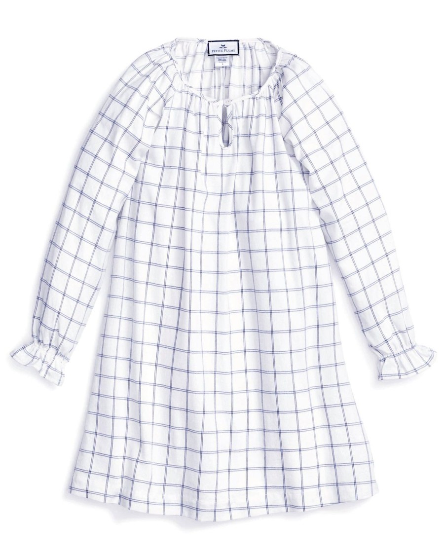 Enfants Petite Plume Chemises De Nuit | Chemise De Nuit Delphine En Serge Pour Fille A Nantucket Tattersall