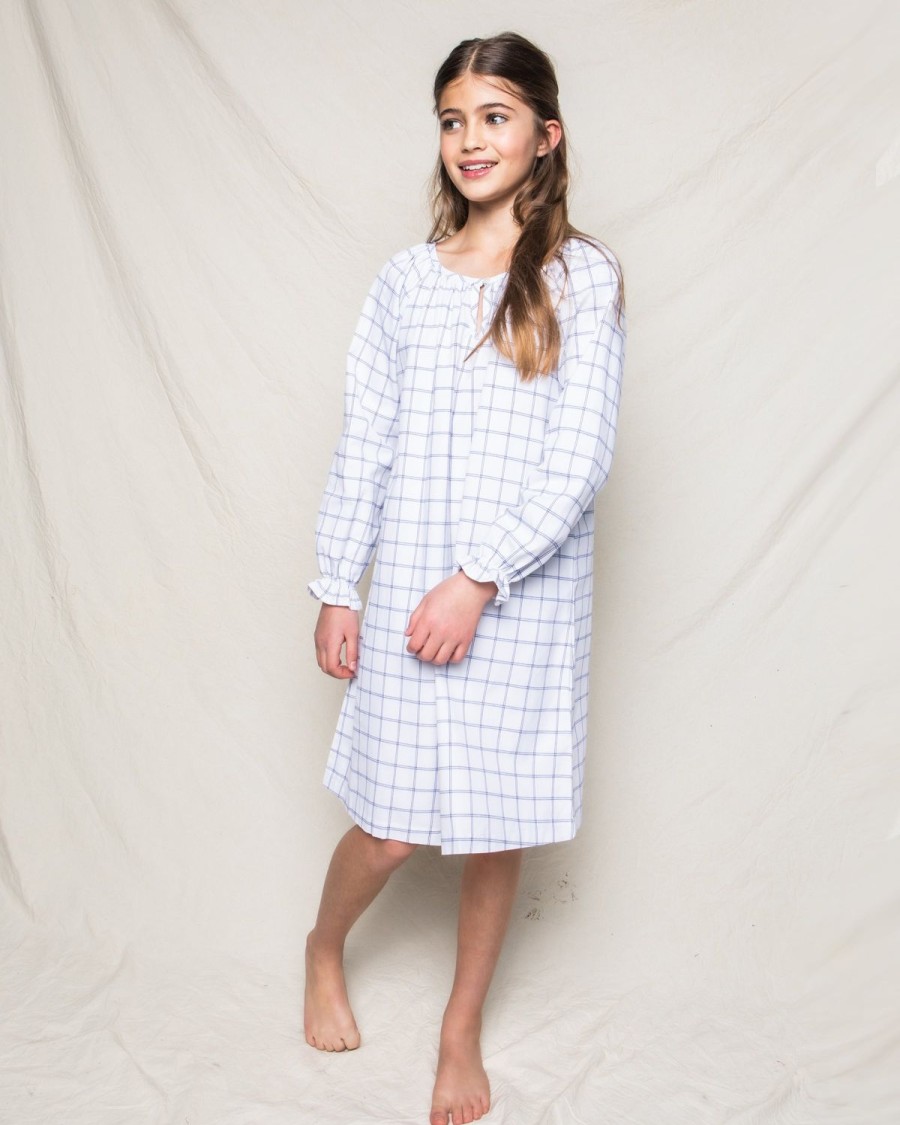 Enfants Petite Plume Chemises De Nuit | Chemise De Nuit Delphine En Serge Pour Fille A Nantucket Tattersall