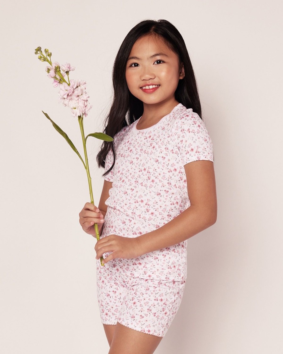 Enfants Petite Plume Pyjamas | Ensemble Pyjama Court Pima Snug Fit Pour Enfants A Fleurs Du Dorset