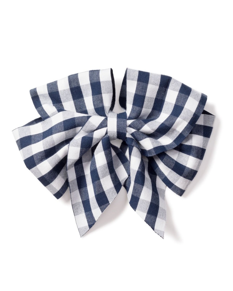 Enfants Petite Plume Accessoires | Noeuds Pour Cheveux De Fille En Vichy Bleu Marine