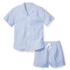 Hommes Petite Plume | Ensemble Pyjama Court En Serge Pour Hommes En Seersucker Bleu Francais