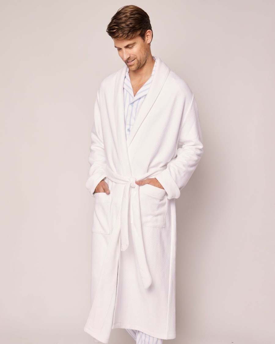 Hommes Petite Plume | Robe Longue En Jacquard Pour Hommes En Blanc