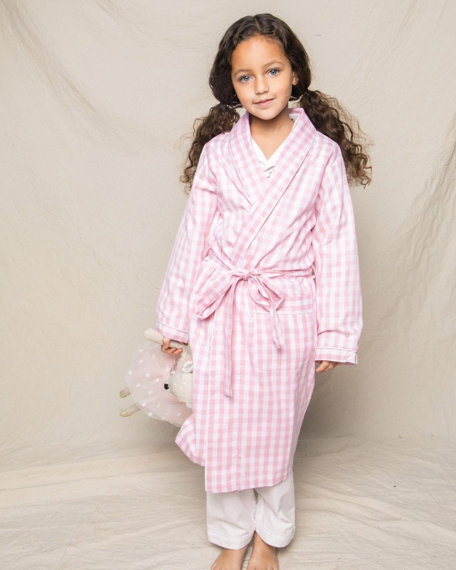 Enfants Petite Plume Peignoirs | Robe En Serge Pour Enfants En Vichy Rose