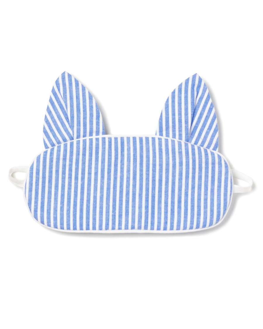 Enfants Petite Plume Pantoufles Et Accessoires | Masque De Sommeil Kid'S Kitty En Seersucker Bleu Francais