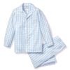 Enfants Petite Plume Pyjamas | Ensemble Pyjama En Serge Pour Enfant En Vichy Bleu Clair