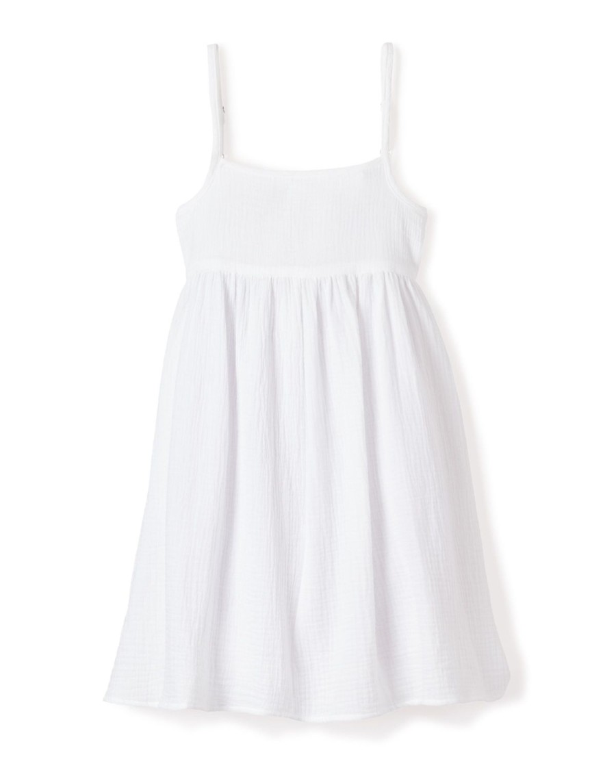 Enfants Petite Plume Vetements De Jour | Robe D'Ete Sereine En Gaze Pour Fille En Blanc