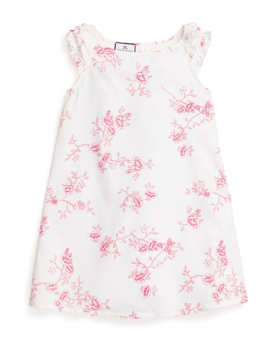 Enfants Petite Plume Chemises De Nuit | Chemise De Nuit En Serge Pour Fille Amelie A Fleurs Roses Anglaises