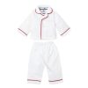 Enfants Petite Plume Pyjamas De Poupee Assortis | Pyjama De Poupee Blanc Avec Passepoil Rouge