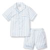 Enfants Petite Plume Pyjamas | Ensemble Pyjama Court En Serge Pour Enfants A Rayures Pervenche