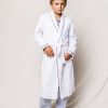 Enfants Petite Plume Peignoirs | Peignoir En Flanelle Pour Enfant En Blanc Avec Passepoil Bleu Marine