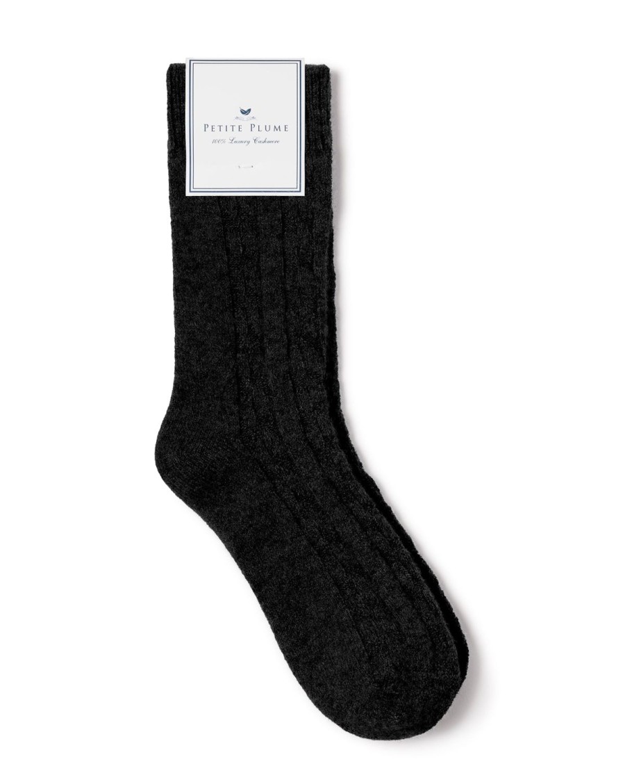 Hommes Petite Plume | Chaussettes En Cachemire Pour Hommes En Noir