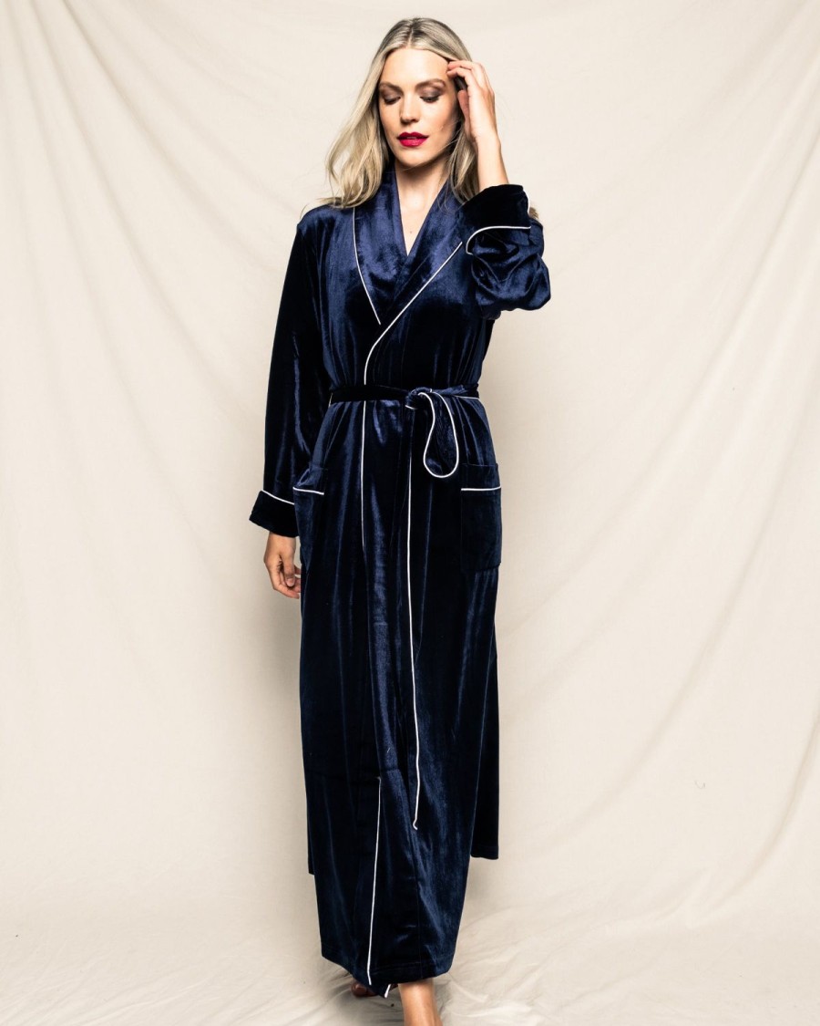 Femmes Petite Plume | Robe En Velours Pour Femmes En Bleu Marine