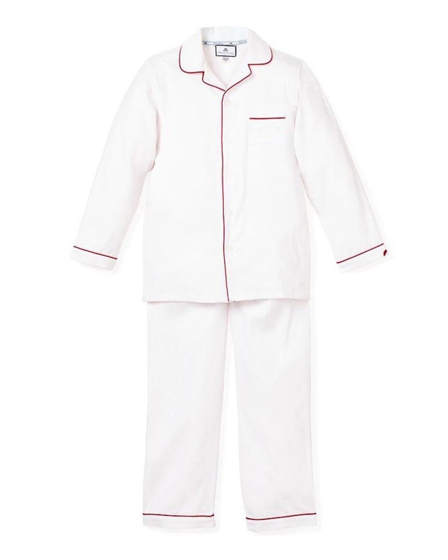 Enfants Petite Plume Pyjamas | Pyjama Enfant Blanc Avec Passepoil Rouge