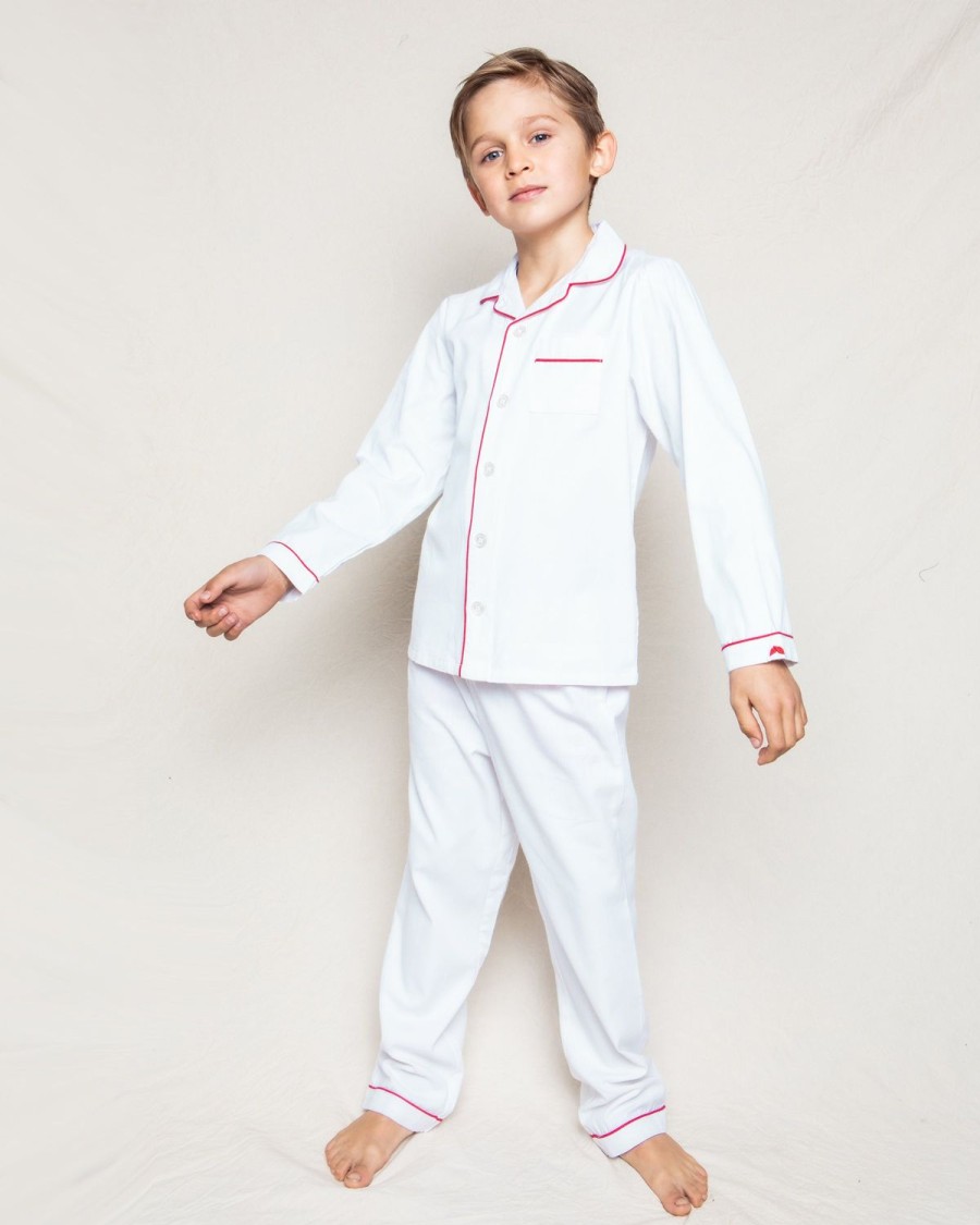 Enfants Petite Plume Pyjamas | Pyjama Enfant Blanc Avec Passepoil Rouge