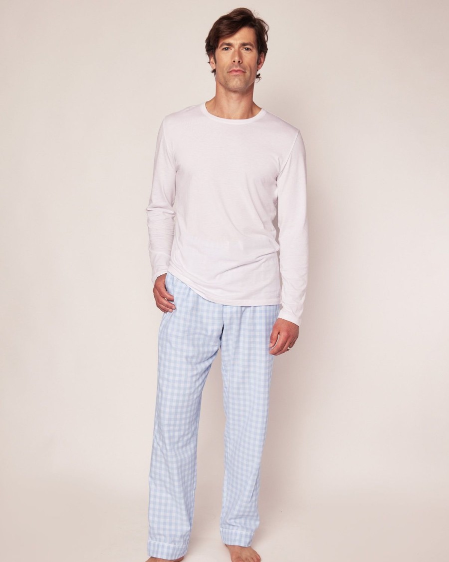 Hommes Petite Plume | Pantalon En Serge Pour Hommes En Vichy Bleu Clair