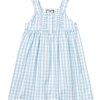 Enfants Petite Plume Chemises De Nuit | Chemise De Nuit Charlotte En Serge Pour Fille En Vichy Bleu Clair