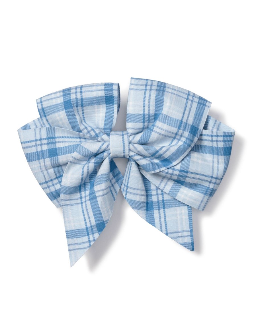 Enfants Petite Plume Accessoires | Noeud A Cheveux En Serge Pour Fille En Tartan Marin