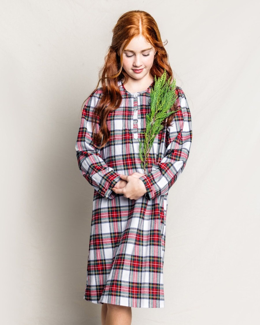 Enfants Petite Plume Chemises De Nuit | Chemise De Nuit Beatrice En Coton Brosse Pour Enfant En Tartan Balmoral