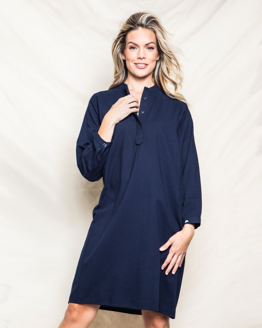 Femmes Petite Plume | Chemise De Nuit Grace En Flanelle Pour Femmes En Bleu Marine