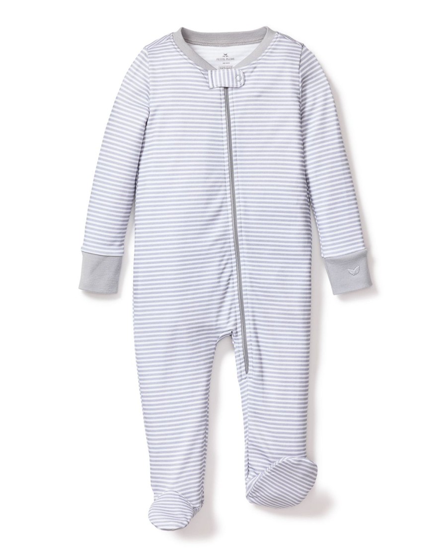 Enfants Petite Plume Barboteuse | Barboteuse Pima Snug Fit Pour Bebe A Rayures Grises