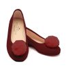 Femmes Petite Plume | Chausson Juliette Femme En Daim Bordeaux Avec Pompon