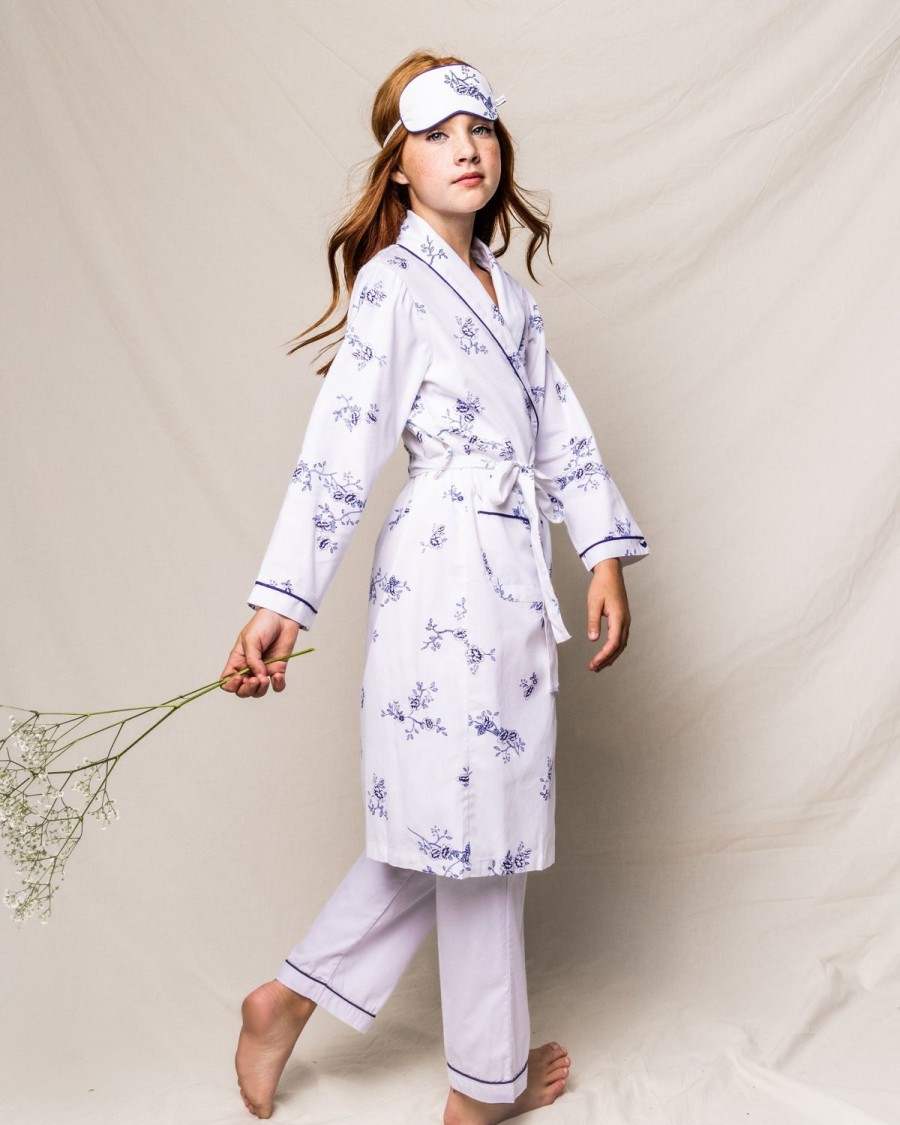 Enfants Petite Plume Peignoirs | Robe En Serge Pour Enfants A Fleurs Indigo