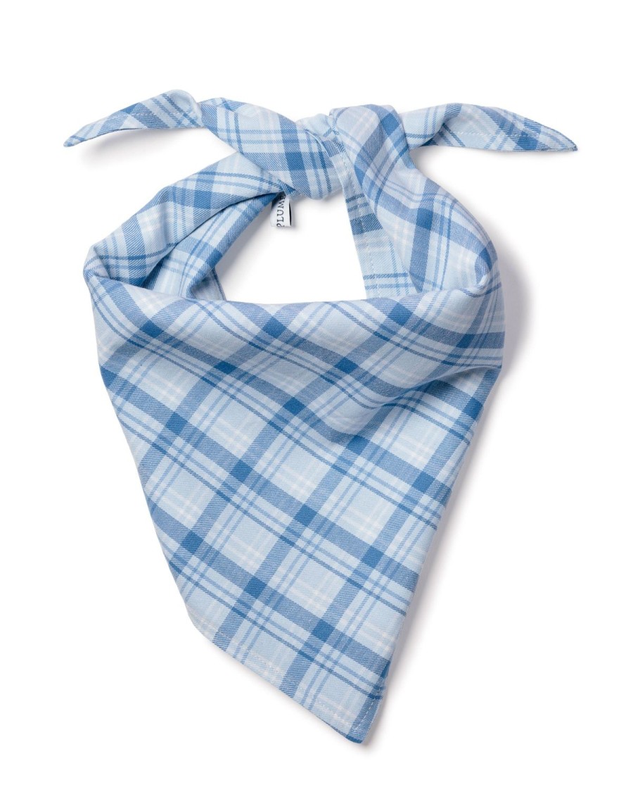 Maison Petite Plume | Bandana En Serge Pour Chien En Tartan Marin