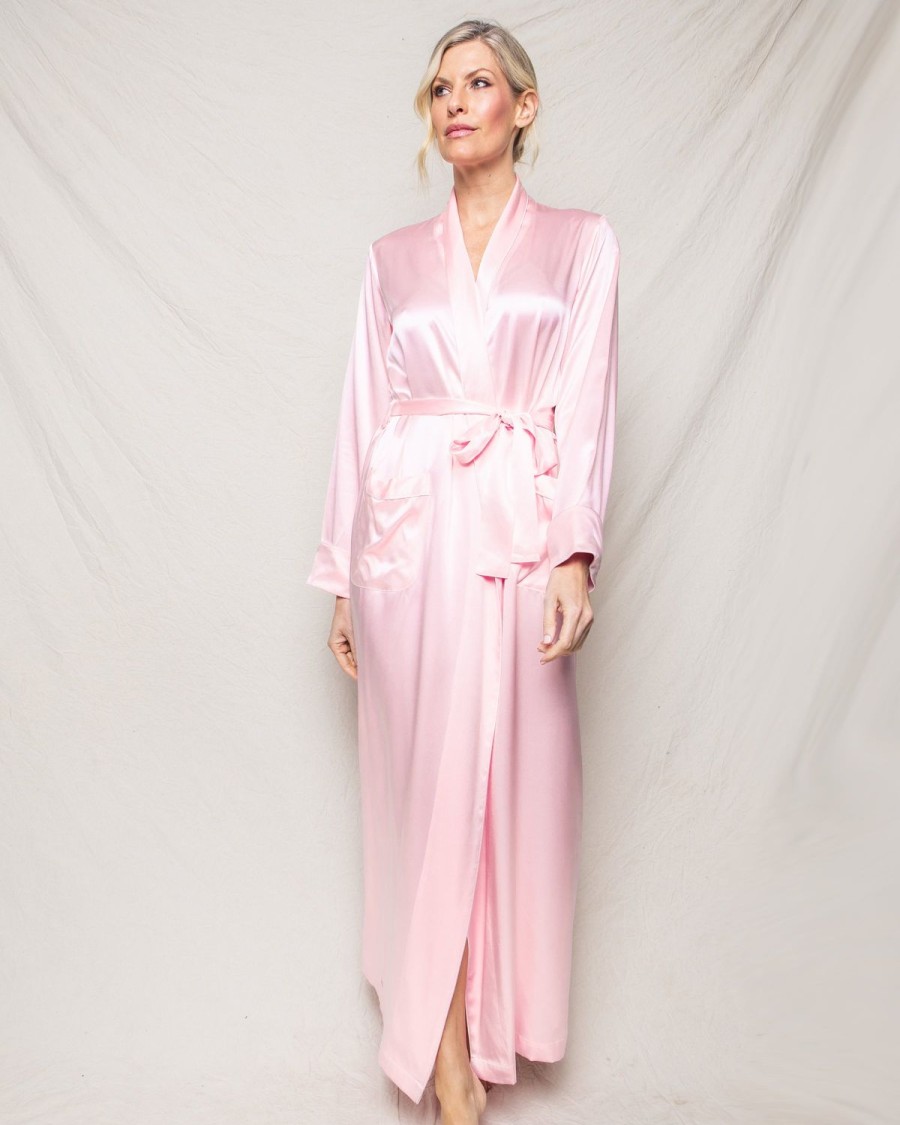 Femmes Petite Plume | Robe Longue En Soie Pour Femmes En Rose