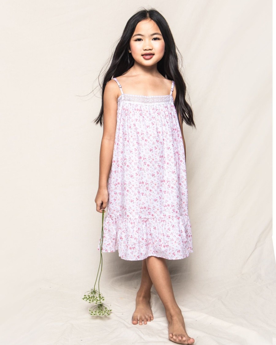 Enfants Petite Plume Chemises De Nuit | Chemise De Nuit Lily En Serge Pour Fille A Fleurs Du Dorset