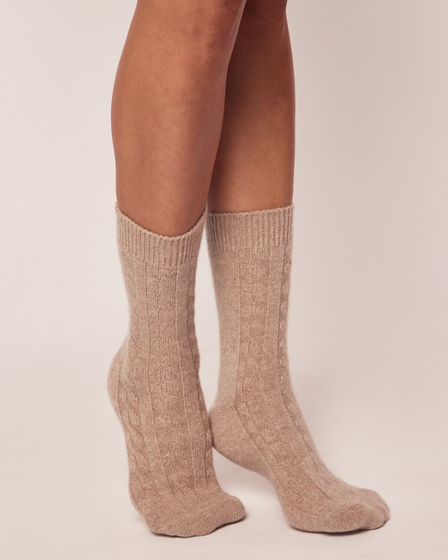 Femmes Petite Plume | Chaussettes En Cachemire Pour Femmes En Beige