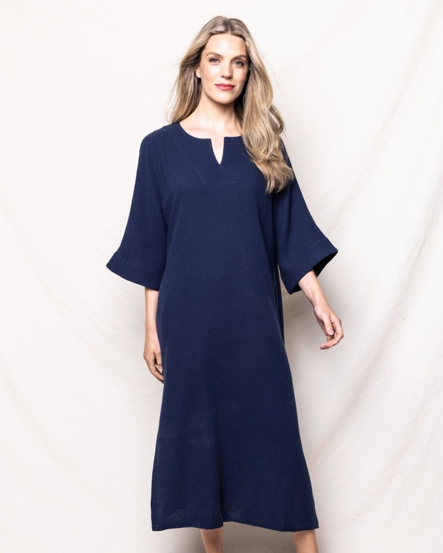 Femmes Petite Plume | Caftan En Gaze Pour Femmes En Bleu Marine