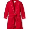 Enfants Petite Plume Peignoirs | Robe En Flanelle Pour Enfant En Rouge Avec Passepoil Blanc