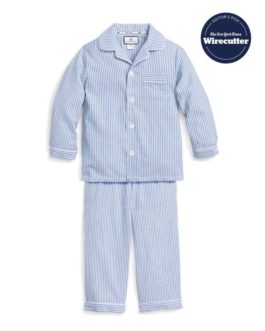 Enfants Petite Plume Pyjamas | Ensemble Pyjama En Serge Pour Enfant En Seersucker Bleu Francais