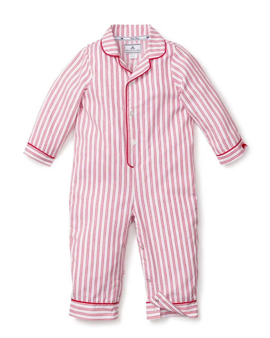 Enfants Petite Plume Barboteuse | Barboteuse En Serge Pour Bebe En Coutil Rouge Antique