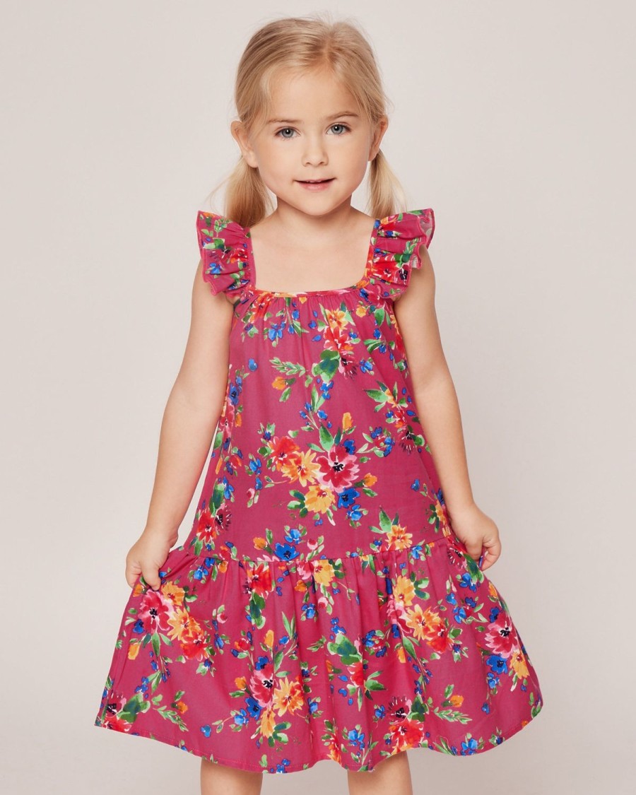 Enfants Petite Plume Vetements De Jour | Robe Celeste En Serge Pour Fille En Fleurs D'Ete