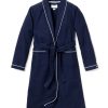 Hommes Petite Plume | Robe En Flanelle Pour Hommes En Bleu Marine Avec Passepoil Blanc