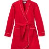 Femmes Petite Plume | Robe En Flanelle Pour Femmes En Rouge Avec Passepoil Blanc