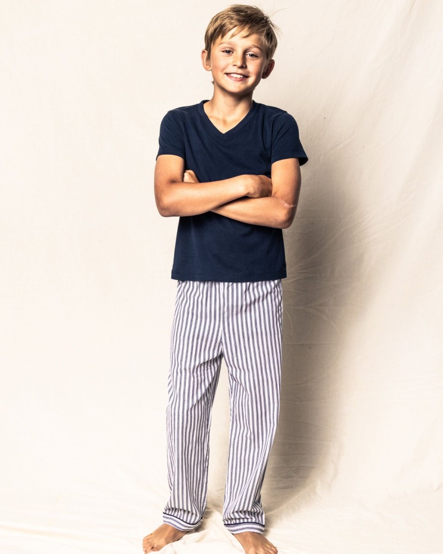 Enfants Petite Plume Pyjamas | Pantalon De Pyjama Serge Enfant Marine Coutil Francais