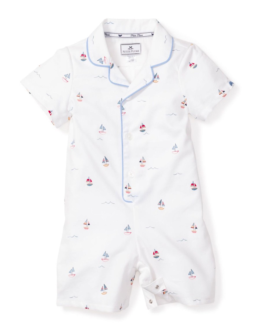 Enfants Petite Plume Barboteuse | Barboteuse D'Ete En Serge Pour Bebe En Bateau