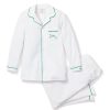 Enfants Petite Plume Pyjamas | Ensemble De Pyjama Blanc Avec Passepoil Vert Pour Enfant Colony Hotel X Petite Plume