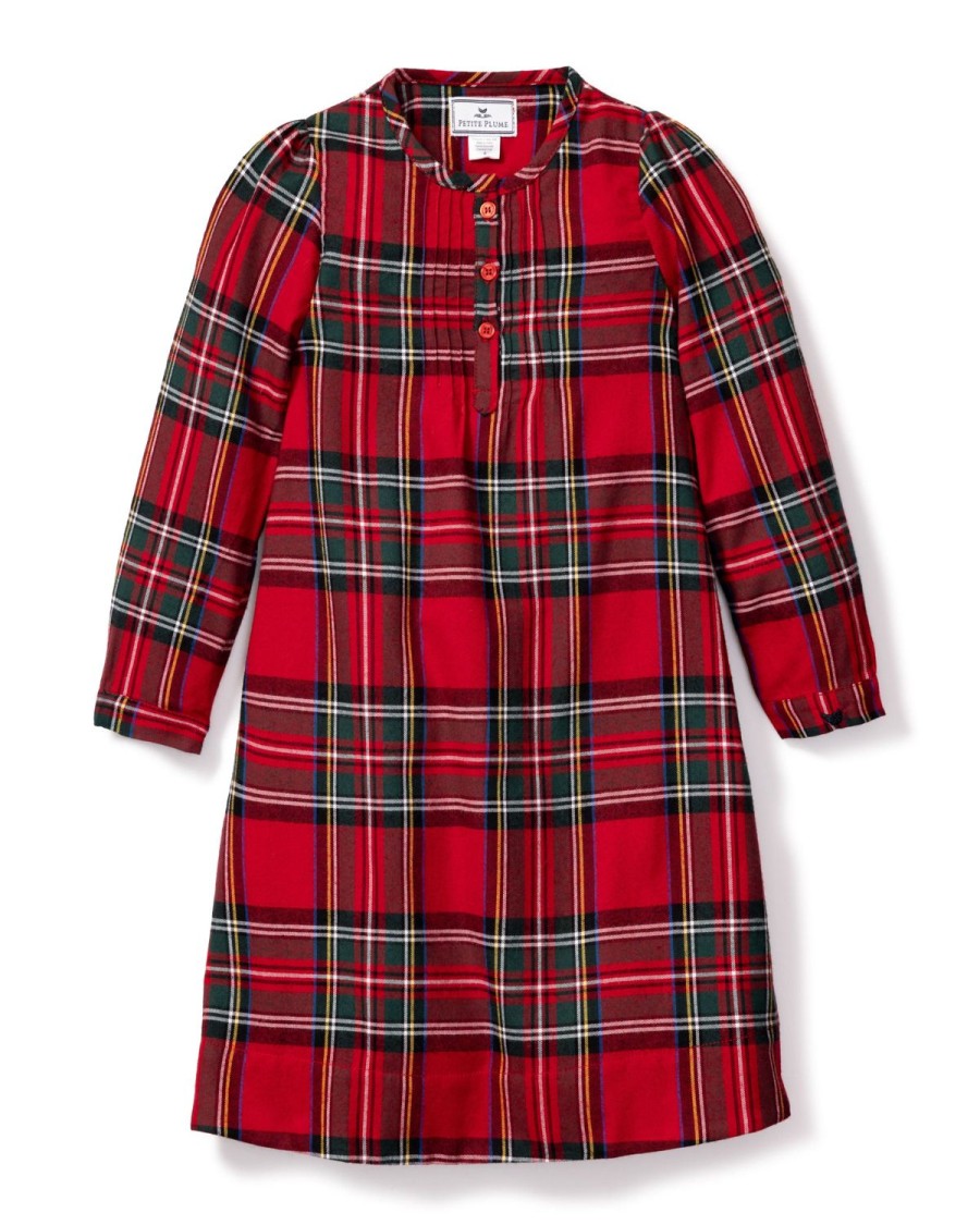 Enfants Petite Plume Chemises De Nuit | Chemise De Nuit Beatrice En Coton Brosse Pour Fille En Tartan Imperial