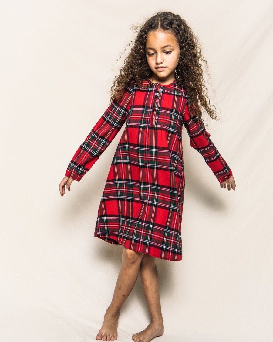 Enfants Petite Plume Chemises De Nuit | Chemise De Nuit Beatrice En Coton Brosse Pour Fille En Tartan Imperial