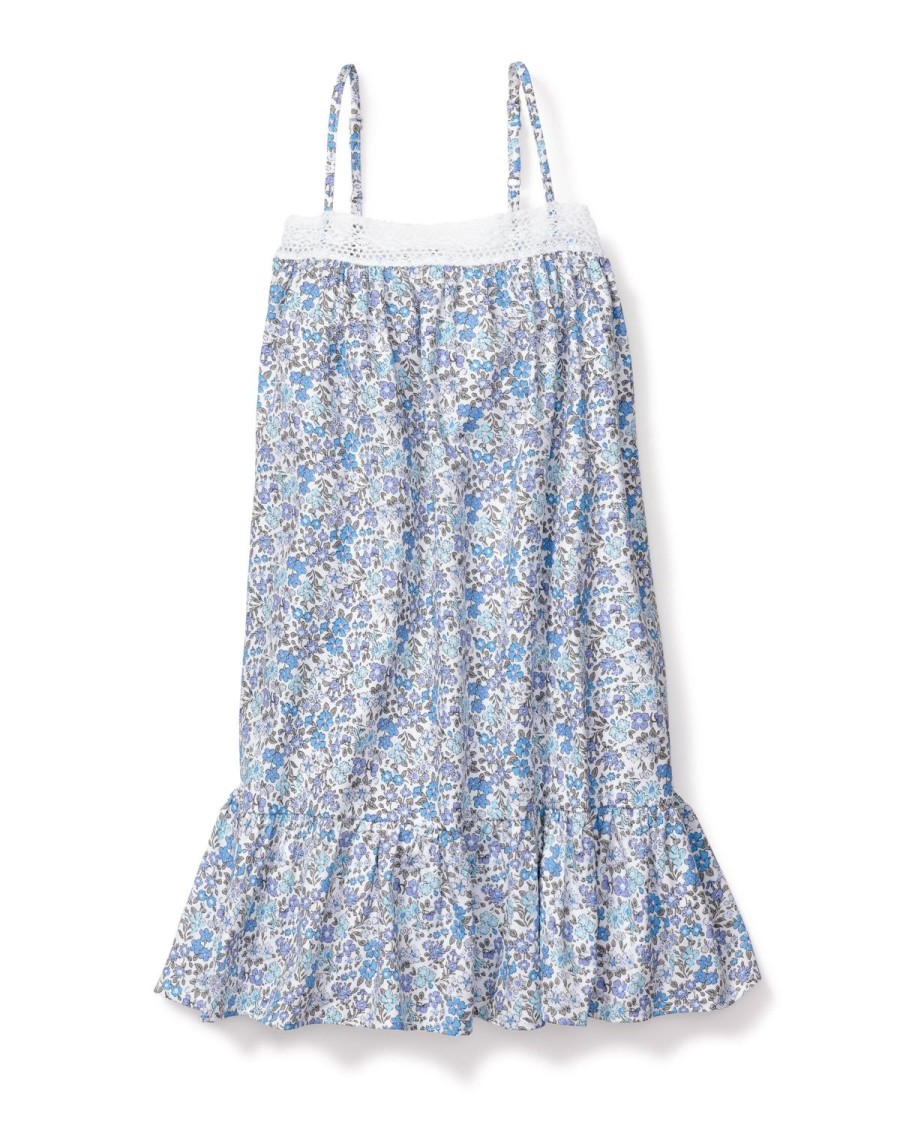 Enfants Petite Plume Chemises De Nuit | Chemise De Nuit Lily En Serge Pour Fille A Fleur D'Azur