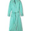 Femmes Petite Plume | Robe Longue En Soie Pour Femmes A Rayures Vertes