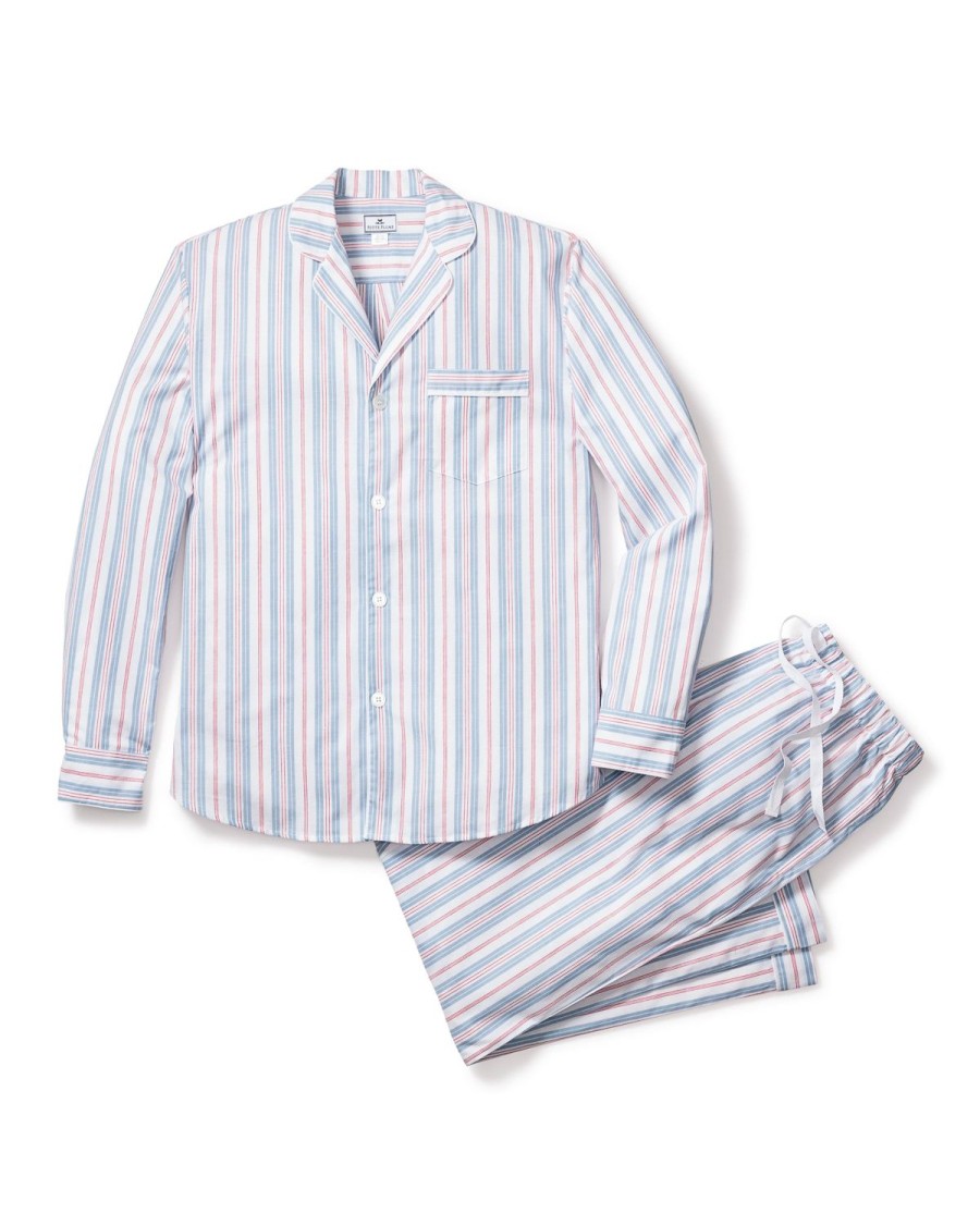 Hommes Petite Plume | Ensemble Pyjama En Serge Pour Hommes A Rayures Francaises Vintage