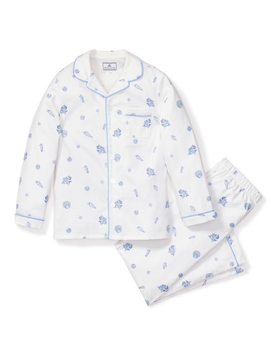 Enfants Petite Plume Pyjamas | Ensemble De Pyjama En Serge Pour Enfant En Coquillages Du Suffolk