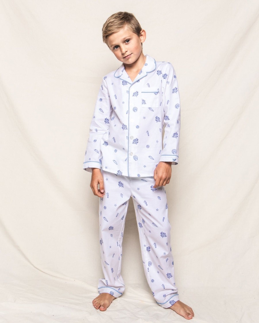 Enfants Petite Plume Pyjamas | Ensemble De Pyjama En Serge Pour Enfant En Coquillages Du Suffolk